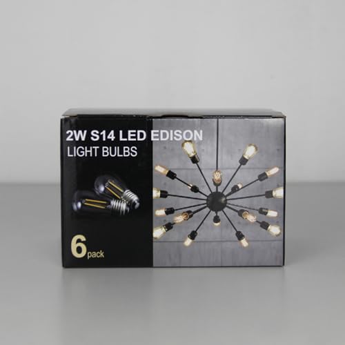 LangPlus+ S14 2W LED Glass Light Bulbs, E27 Base, Warm White 2700K, Edison LED Bulbs for String Lights, Non-Dimmable, 2W Equivalent to 20W Incandescent Bulb, 6 Pack