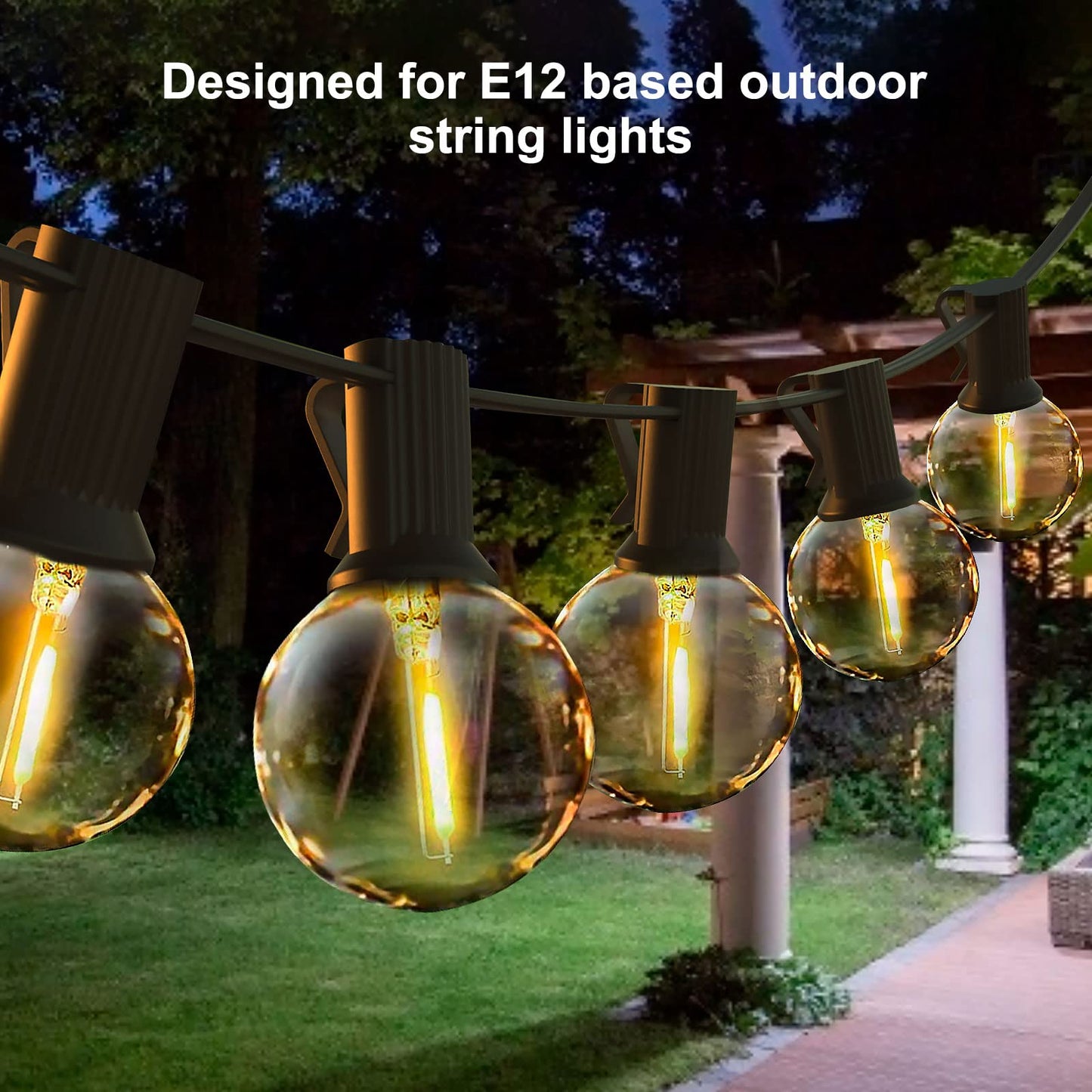 LangPlus+ 25 Pack G40 LED Light Bulbs Replacement, 1W E12/C7 Small Screw Base Socket Light Bulb,2200K Warm White Globe Edison Bulbs for Indoor Outdoor String Lights
