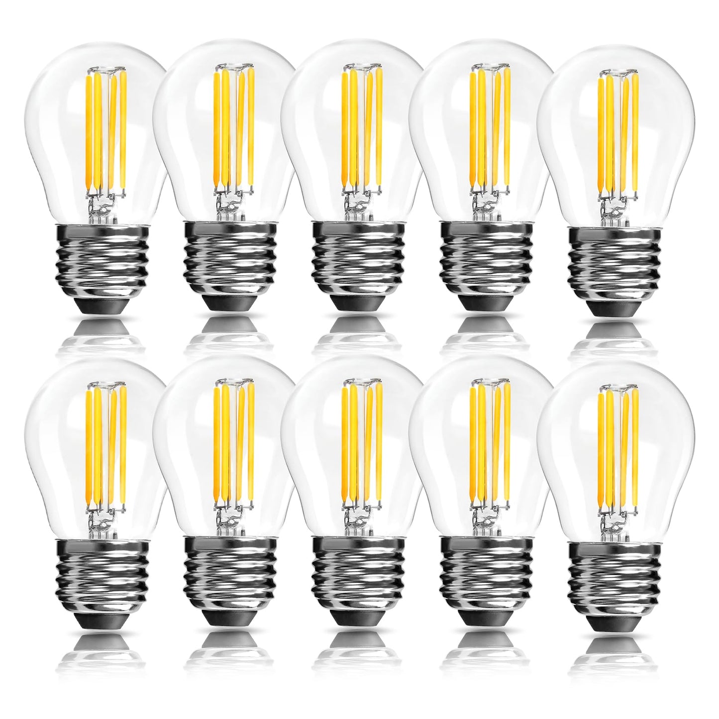 LangPlus+ E27 Screw LED Bulb, Dimmable G45 Golf Ball Bulbs, 4W, 40W Equivalent SES E27 Mini Globe Clear Glass Bulb, Warm White 2700K, LED Filament Light Bulb for Pendant, Ceiling Fan, 10 Pack