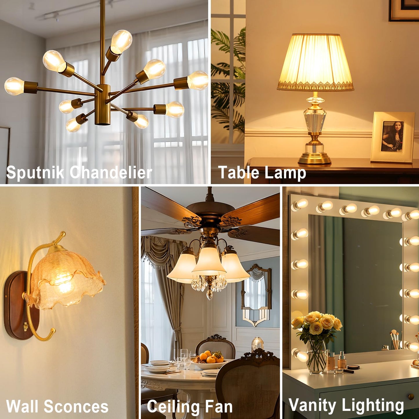 LangPlus+ B22 LED Light Bulb Dimmable G45 Golf Ball Bulbs 6W, 60W Equivalent Mini Globe Clear Glass Bulb Warm White 2700K, LED Filament Bulbs for Pendant, Ceiling Fan, 4 Pack