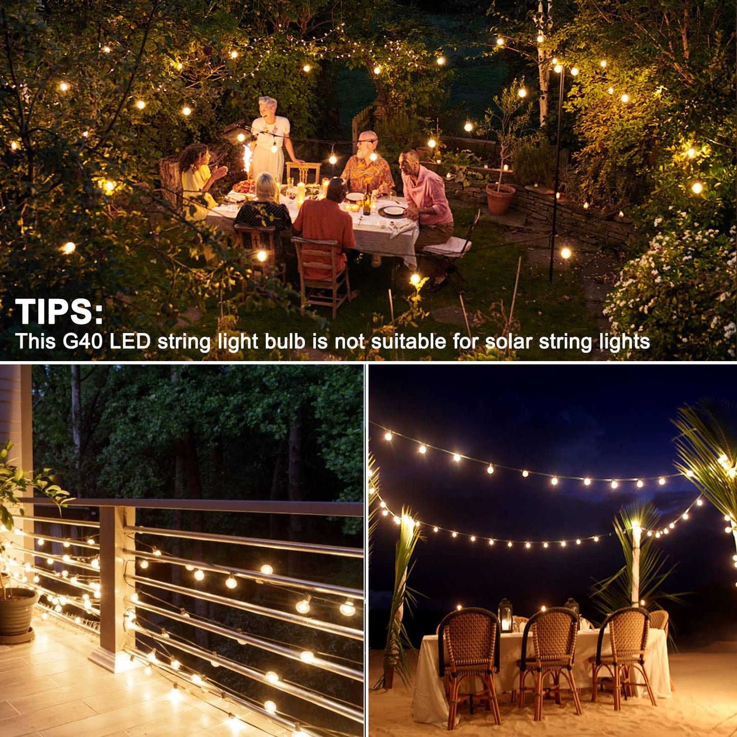 LangPlus+ 25 Pack G40 LED Light Bulbs Replacement, 1W E12/C7 Small Screw Base Socket Light Bulb,2200K Warm White Globe Edison Bulbs for Indoor Outdoor String Lights