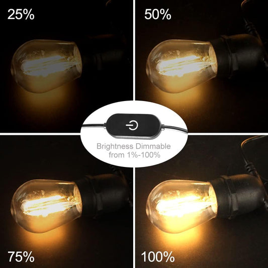 LangPlus+ 24.6FT USB Powered Outdoor String Lights with 10pcs Waterproof Shatterproof S14 LED Bulbs Warm White 2700K Lightweight Dimmable Garden Festoon String Lights for Camping BBQ Christmas Party