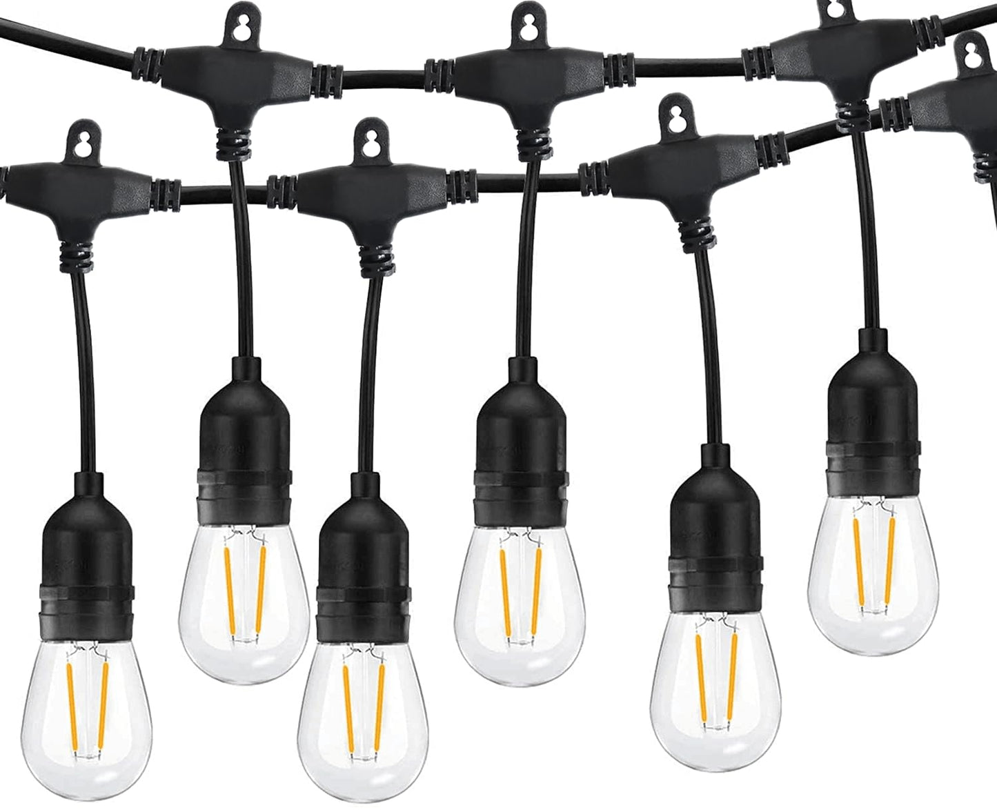 LangPlus+ 100FT Outdoor LED String Lights with 30Pcs 2W S14 LED Bulbs, Heavy Duty Waterproof Garden String Festoon Lights for Wedding Yard Decking Patio