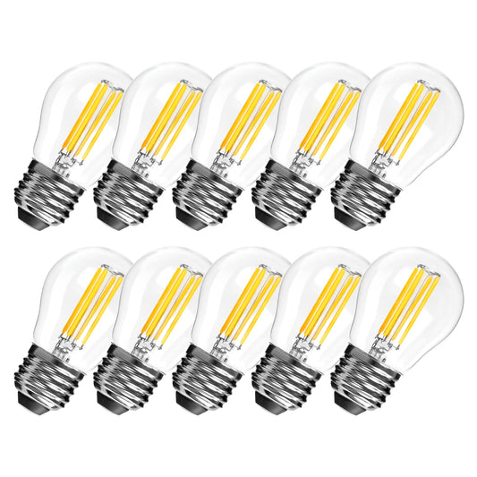 LangPlus+ E27 Screw LED Bulb, Dimmable G45 Golf Ball Bulbs, 6W, 60W Equivalent SES E27 Mini Globe Clear Glass Bulb, Warm White 2700K, LED Filament Light Bulb for Pendant, Ceiling Fan, 10 Pack
