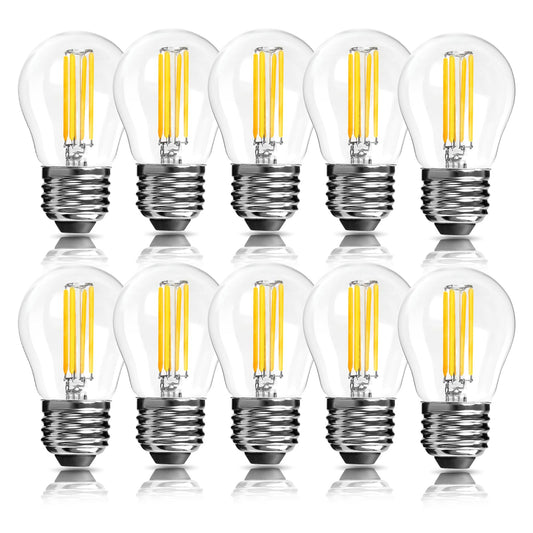 LangPlus+ E27 Screw LED Bulb, Dimmable G45 Golf Ball Bulbs, 4W, 40W Equivalent SES E27 Mini Globe Clear Glass Bulb, Warm White 2700K, LED Filament Light Bulb for Pendant, Ceiling Fan, 10 Pack