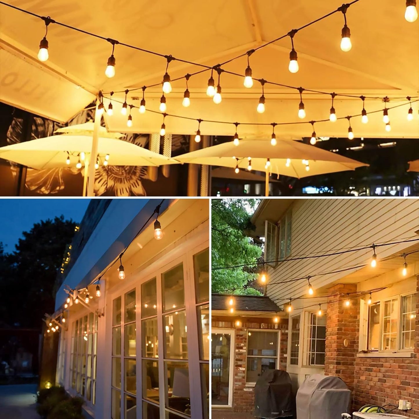 15 Pack 2W S14 LED Bulbs for Outdoor String Lights Replacement, E26 Medium Screw Base 2200K Warm White Plastic Shatterproof & Waterproof LED Edison Bulb for Chandeliers, Ceiling Fan