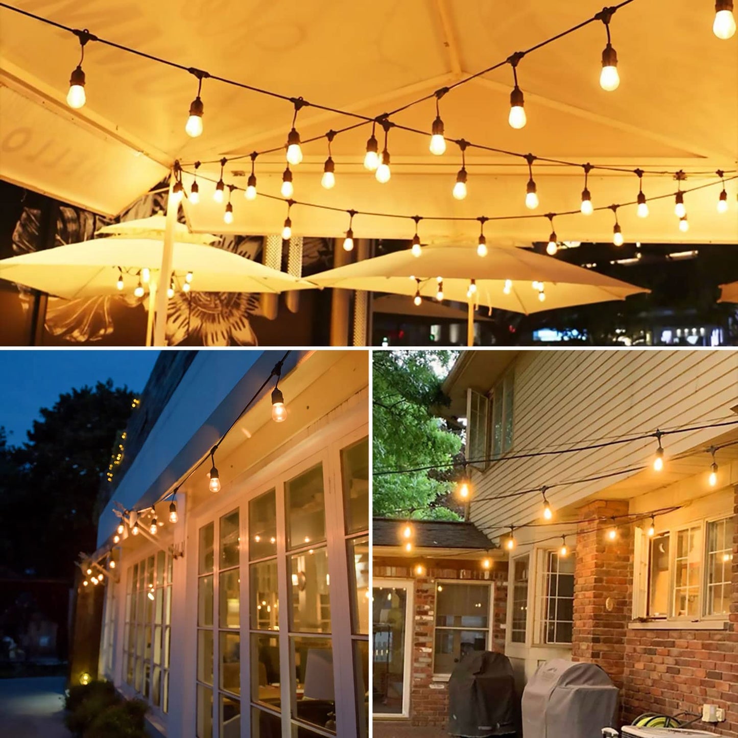 LangPlus+ 100FT Outdoor LED String Lights with 30Pcs 2W S14 LED Bulbs, Heavy Duty Waterproof Garden String Festoon Lights for Wedding Yard Decking Patio